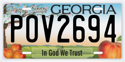 GA license plate POV2694