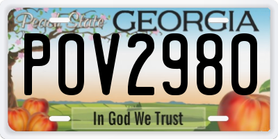 GA license plate POV2980