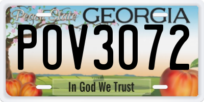 GA license plate POV3072