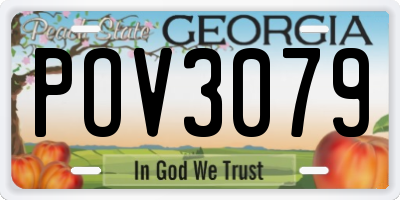 GA license plate POV3079