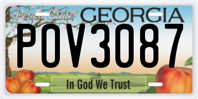 GA license plate POV3087