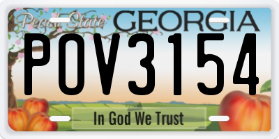 GA license plate POV3154