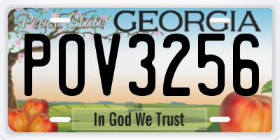 GA license plate POV3256