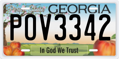 GA license plate POV3342