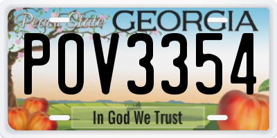 GA license plate POV3354