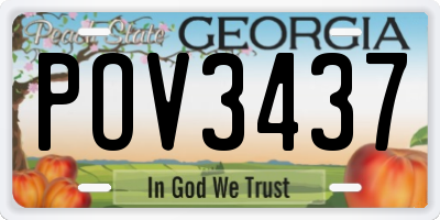 GA license plate POV3437
