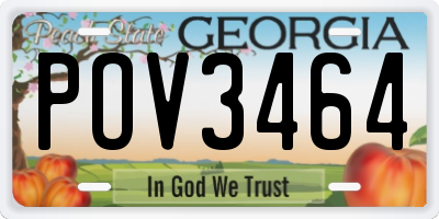 GA license plate POV3464