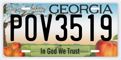 GA license plate POV3519
