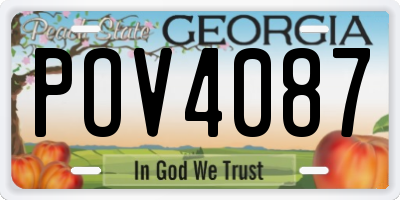 GA license plate POV4087