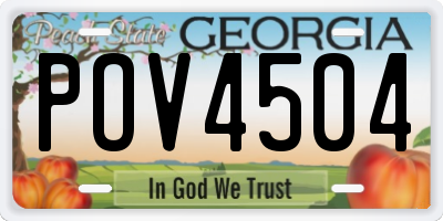 GA license plate POV4504