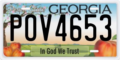 GA license plate POV4653