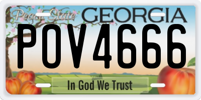 GA license plate POV4666