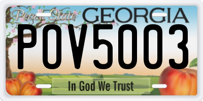 GA license plate POV5003