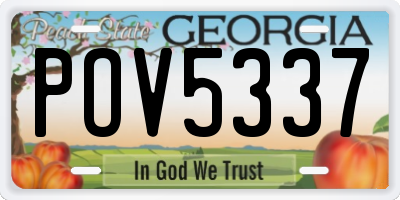 GA license plate POV5337