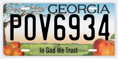 GA license plate POV6934