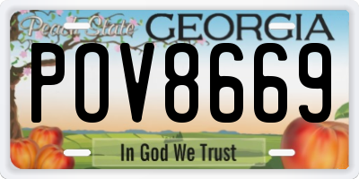GA license plate POV8669