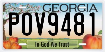 GA license plate POV9481