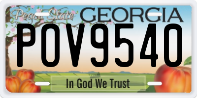 GA license plate POV9540
