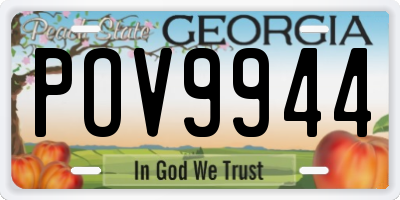 GA license plate POV9944