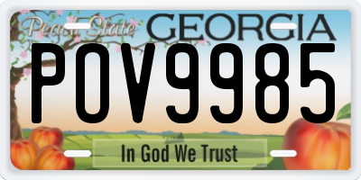 GA license plate POV9985