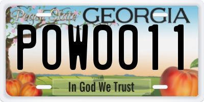 GA license plate POW0011
