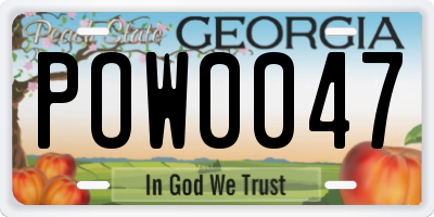 GA license plate POW0047