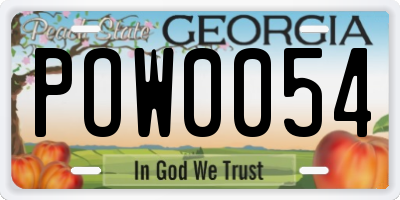 GA license plate POW0054