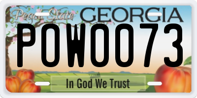 GA license plate POW0073