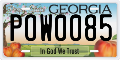 GA license plate POW0085