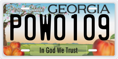 GA license plate POW0109