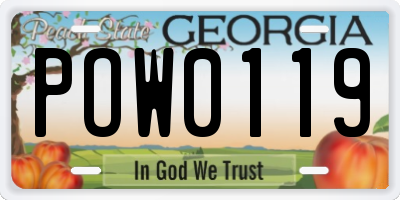 GA license plate POW0119
