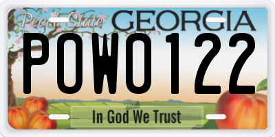 GA license plate POW0122