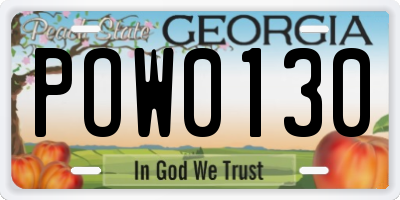 GA license plate POW0130