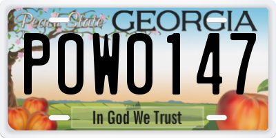 GA license plate POW0147