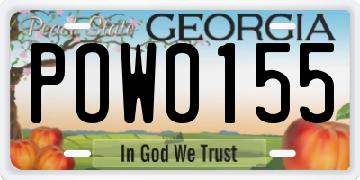 GA license plate POW0155