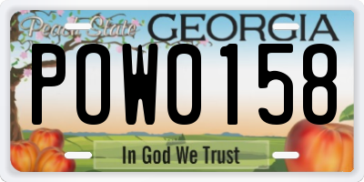 GA license plate POW0158