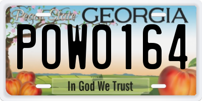 GA license plate POW0164