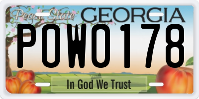 GA license plate POW0178