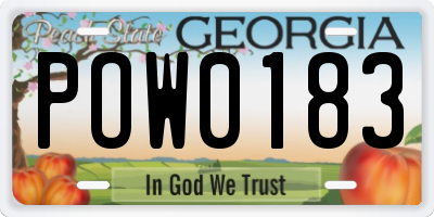 GA license plate POW0183