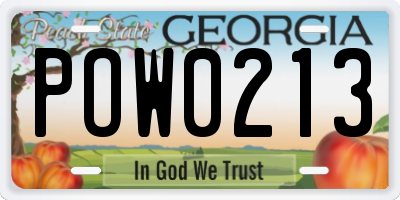 GA license plate POW0213