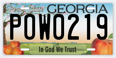 GA license plate POW0219