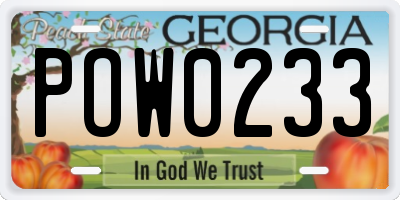 GA license plate POW0233
