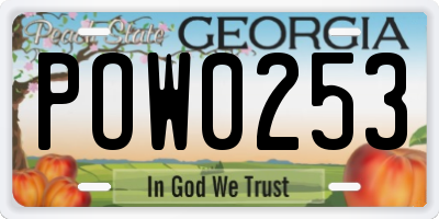 GA license plate POW0253