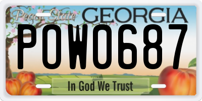 GA license plate POW0687