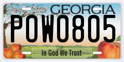 GA license plate POW0805