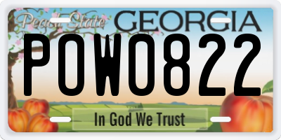 GA license plate POW0822