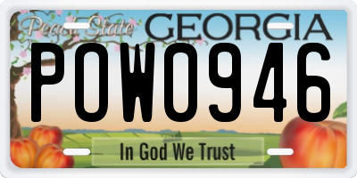 GA license plate POW0946