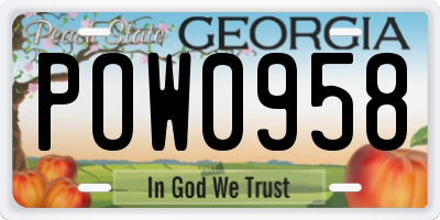 GA license plate POW0958