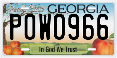 GA license plate POW0966