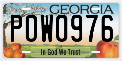 GA license plate POW0976